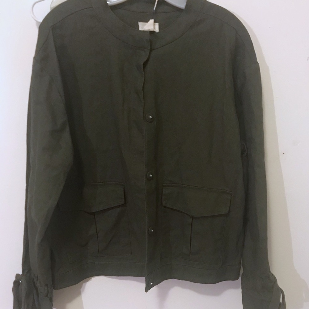 Caslon Army Green Sleeve Tie Utility Jacket